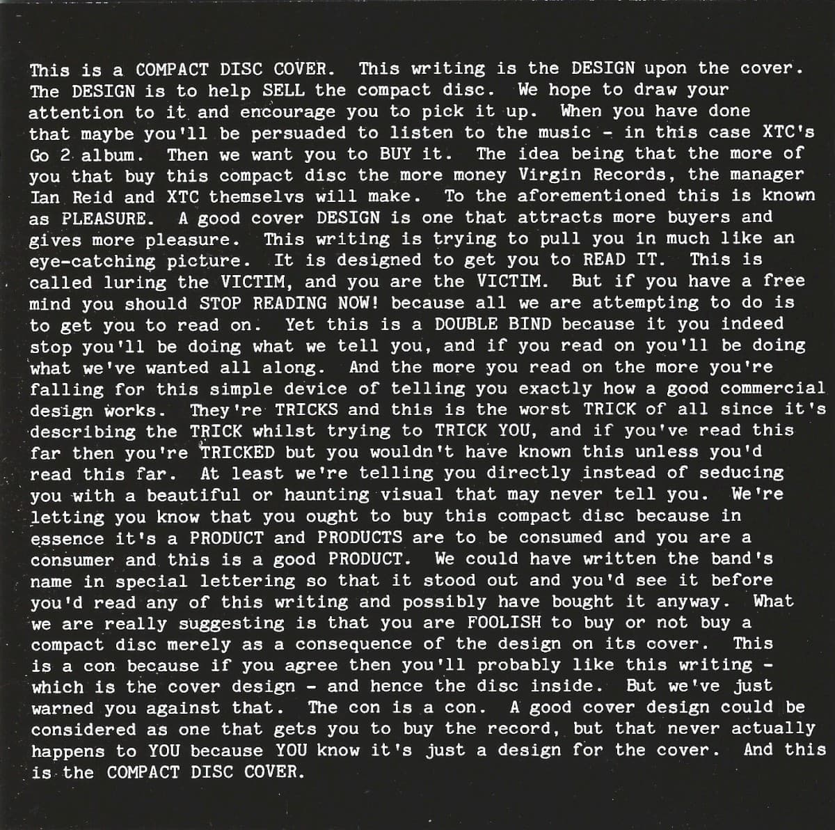 Go 2 by XTC — album cover art