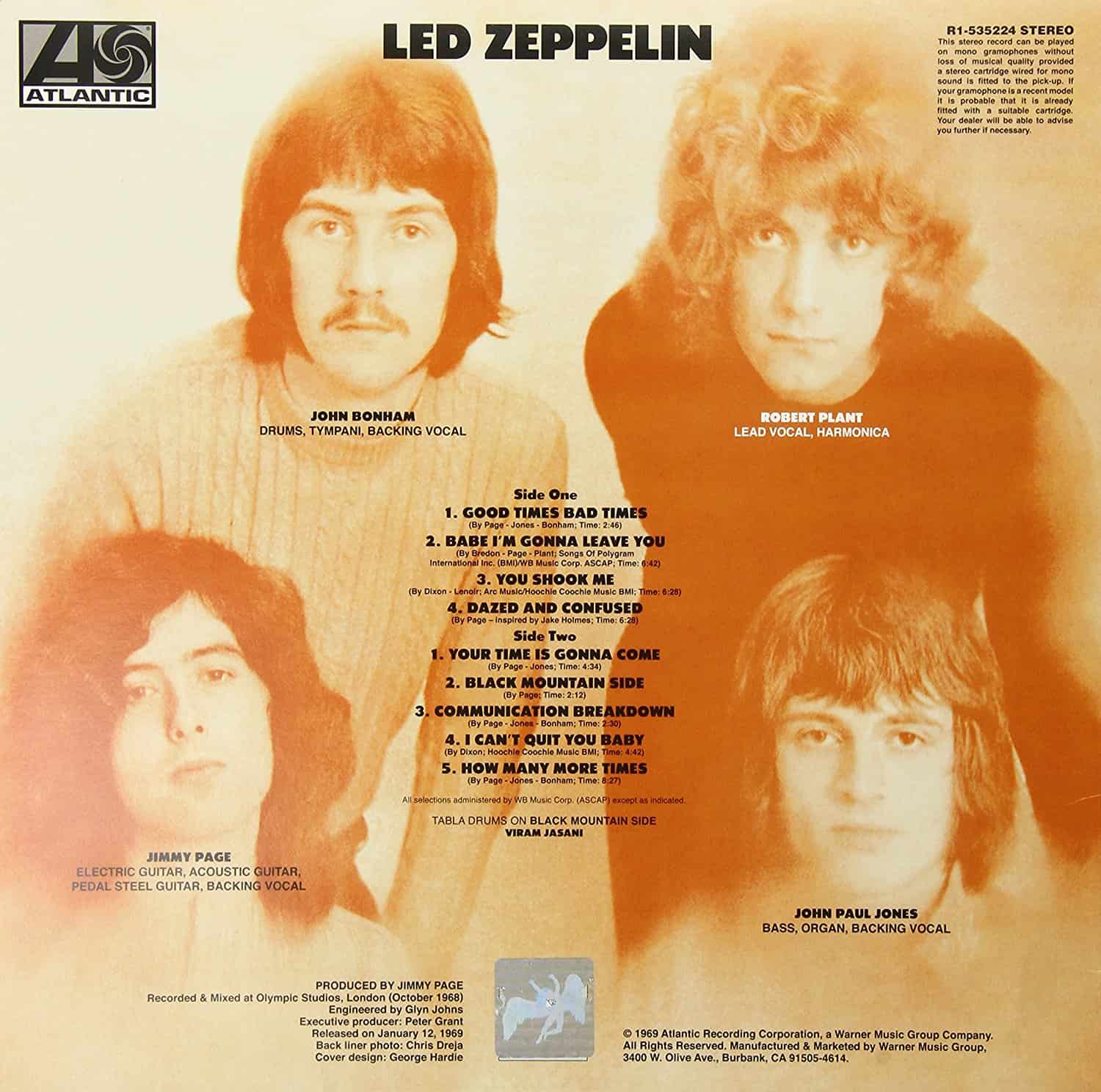 Led Zeppelin I back cover